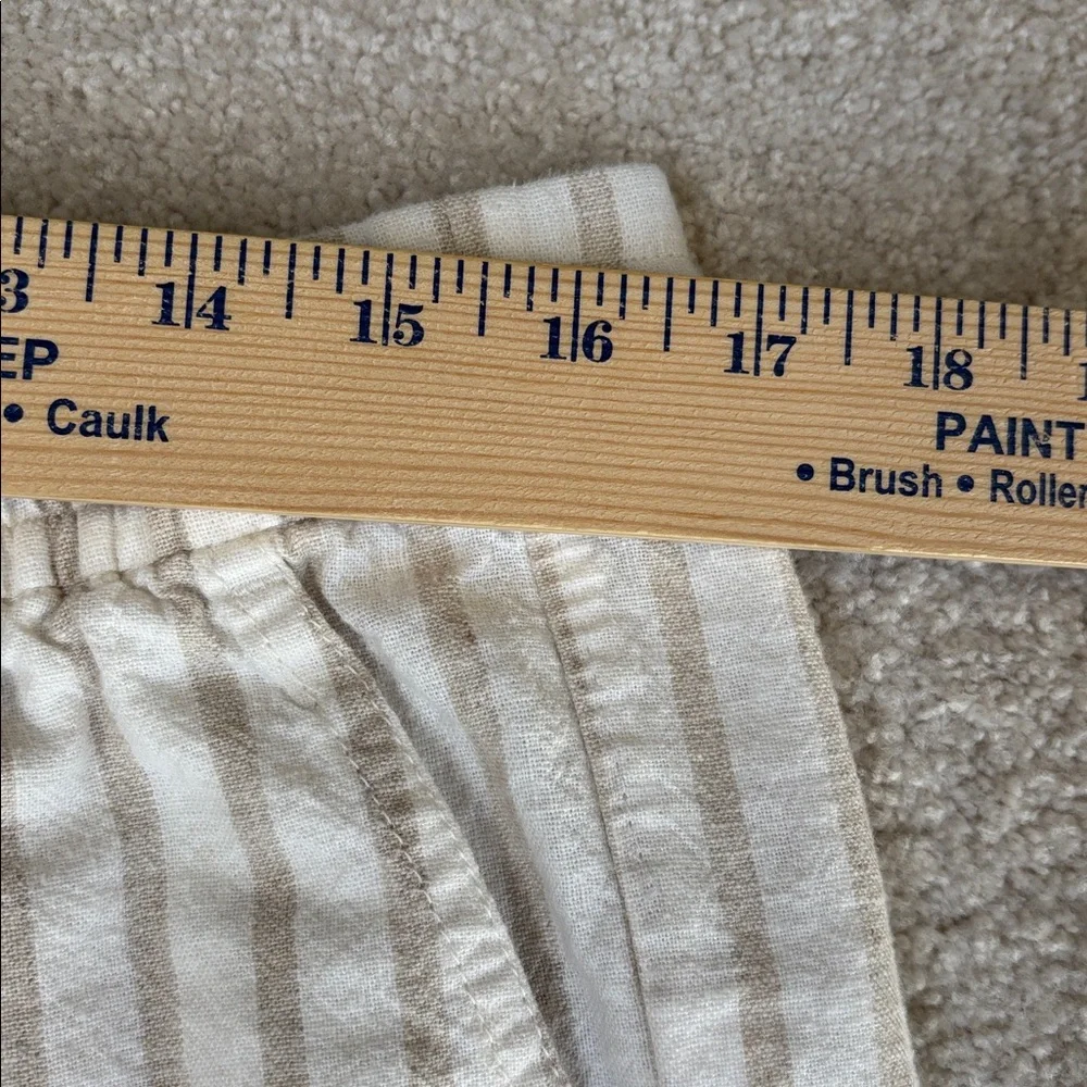 J Crew Linen‎ Cotton Beige Cream Striped Pull On Pants Beach Women’s Large Tall